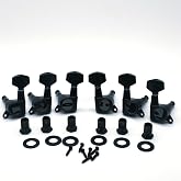 harpfeas 6 Pieces 3L3R Guitar tuner pegs,small Square Sealed guitar tuning pegs tuners machine heads,for Acoustic or Electric Guitar (Black)
