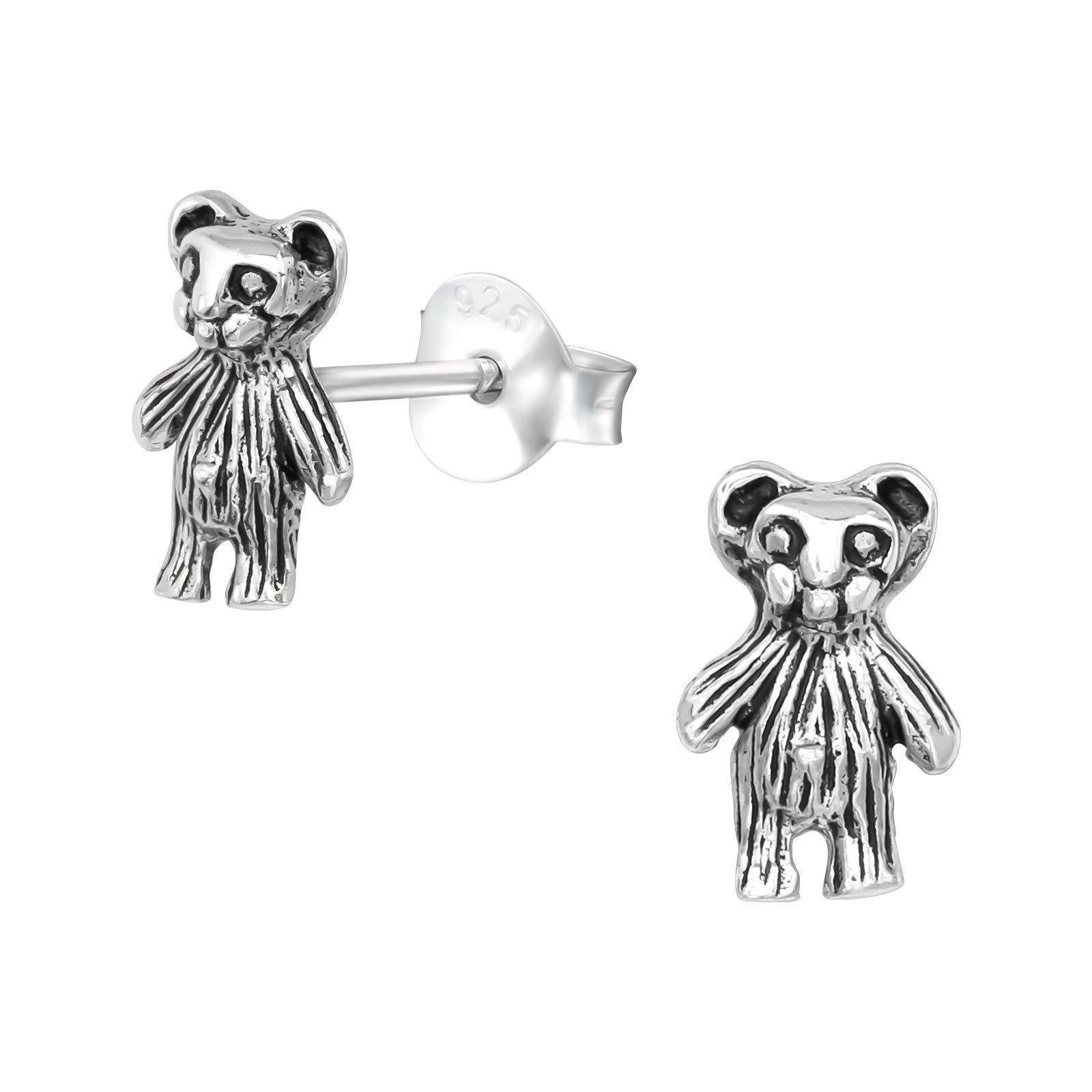925 Sterling Silver Oxidised Women 925 Sterling Silver Bear Stud Earrings for Women & Girls – Everyday Jewellery Gift Boxed