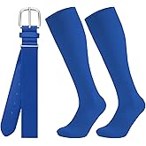 THUKYB Youth Adult Baseball Softball Socks and Belt Combo, Athletic Cushioned Socks for Boys Girls Men Women