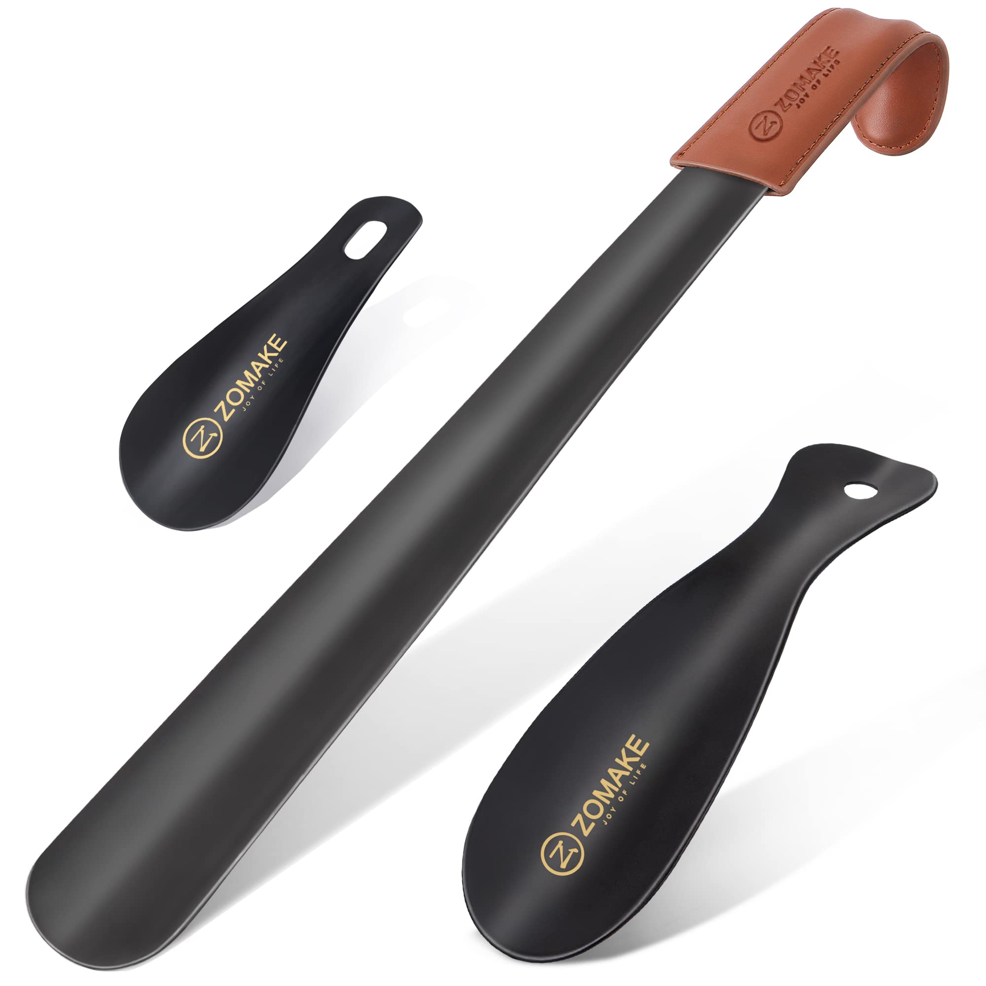 Photo 1 of ***PARTIAL SET/LARGEST PIECE ONLY MISSING BOTH SMALLER PIECES*** ZOMAKE Shoe Horn Long Handle for Seniors Men Women,Metal Long Shoehorn Boot Horn 16.5",Travel Small Shoe Spoon Helper for Kids 7.5"&3.9"