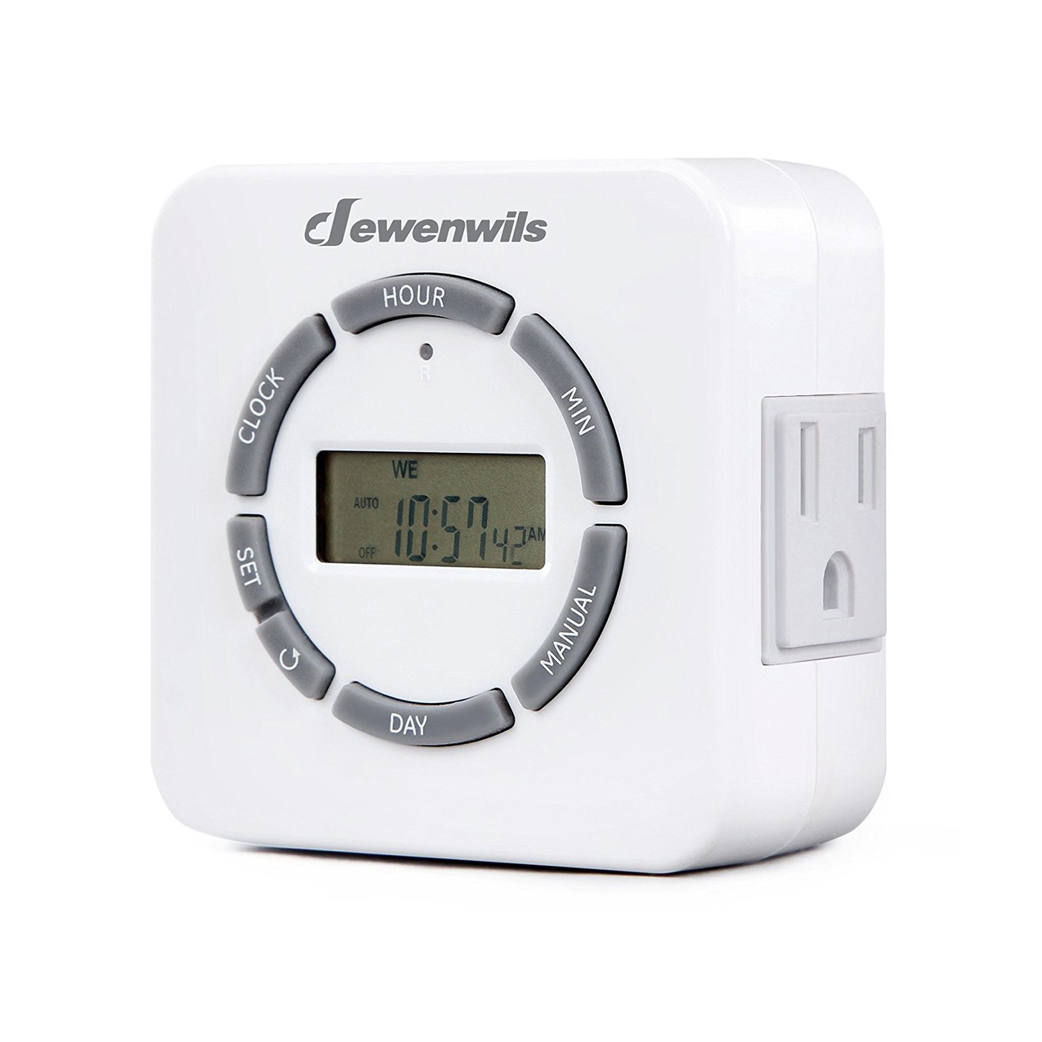 DEWENWILS 7 Day Digital Outlet Timer, 2 Grounded Outlets, Countdown