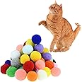 Shizhoo Premium Soft Pom Pom Balls for Kittens - Lightweight, Interactive, Assorted Colors - Plush Toy Balls for Kitten Training and Play - Pet Products for Cats (1.2 Inches 30 Balls)