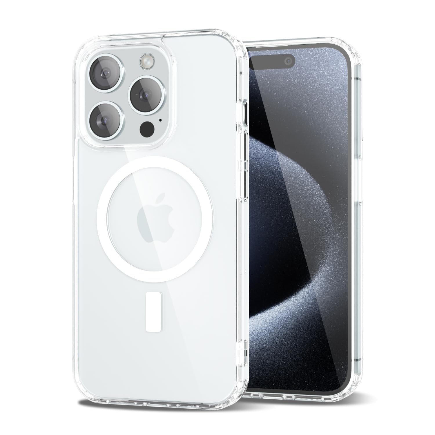 Photo 1 of oakxco for iPhone 15 Pro Case Clear Magnetic Compatible with Magsafe, Thin Slim Transparent Non Yellowing, Hybrid Soft Silicone Bumper & Hard Plastic Protective Cover for Women, Clear