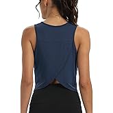 Mippo Workout Tops for Women Cropped Open Back Sleeveless Tank Tops Athletic Gym Yoga Shirts Loose Fit