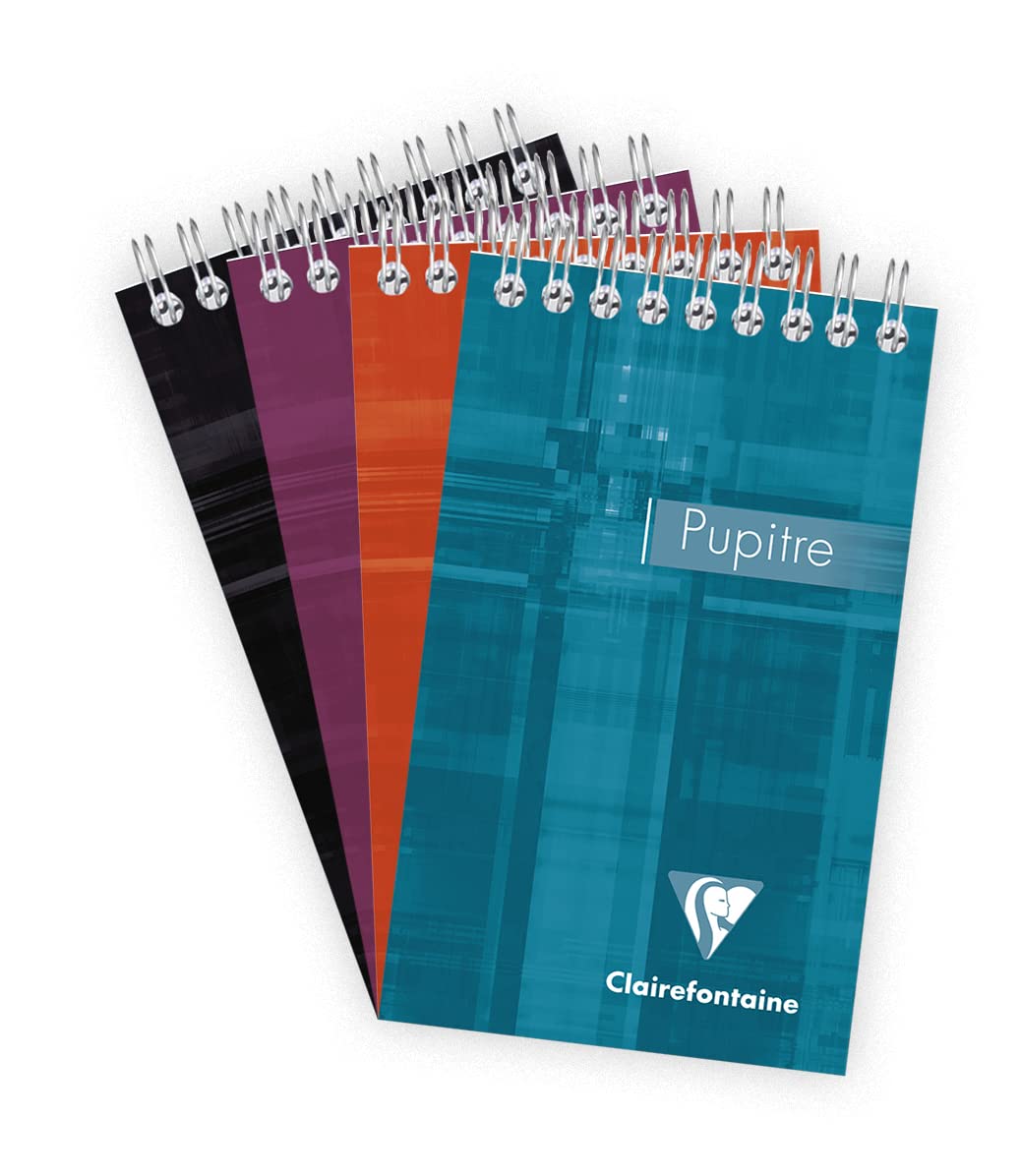 Clairefontaine 8622C - One Spiral Note Pad - Size: 8.5x14 cm - 160 Detachable Pages Small Squares - White Paper 90 g - Laminated Card Cover Random Colour