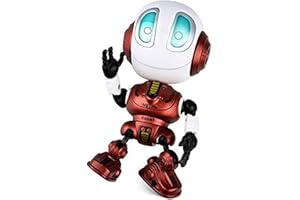 BROADREAM Stocking Stuffers, Robot Kids Toys, Mini Robot Talking Toys for Boys and Girls Travel Toys Help Kids Talking for Christmas Stocking Stuffers, LED Lights and Interactive Voice Changer (Red)