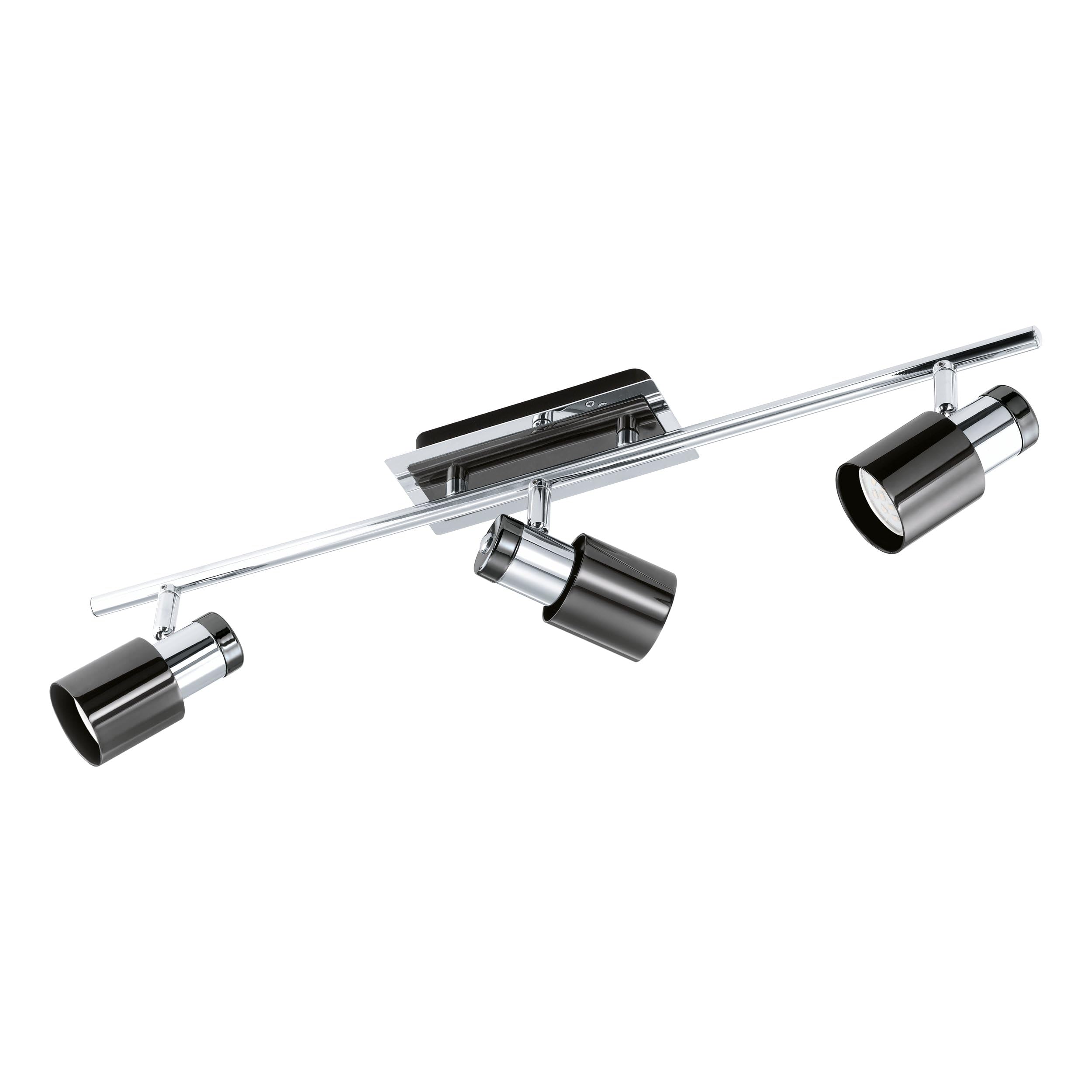 Eglo LED Ceiling Lamp Davida 1, 3-Light Ceiling Fixture, Metal Ceiling spot in Chrome, Nickel-Black, Living Room lamp, spot Including GU10 Bulb, Warm White