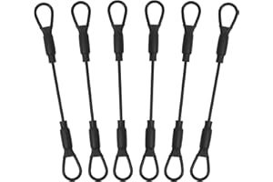 SDTC Tech 6-Pack 5.9" Stainless Steel Wire Rope with Rubber Coated and Loops 3mm Diameter Braided Steel Safety Lanyard Cable Strap for Chain Lock 130lb Tensile Force