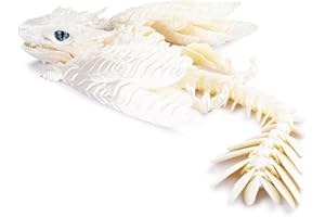 WMTBSRSW Feathered Wyvern Dragon, Dragon Puppet, 3D Printed Dragon, Articulated Dragon, 3D Dragon, 3-D Printed Dragon, Dragon Toys, 3-D Printed Dragons, 3D Printed Toys, Fidget Dragon (White)