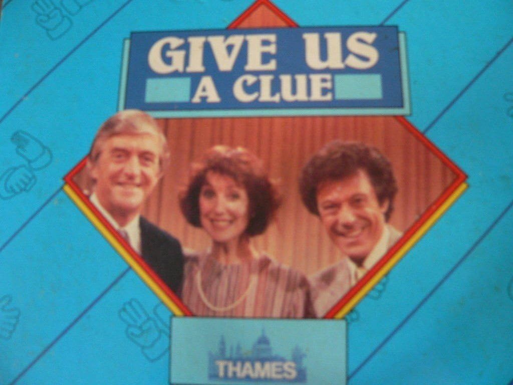 GIVE US A CLUE. VINTAGE 1986 CHARADES GAME. michael parkinson.lionel blair.una stubbs