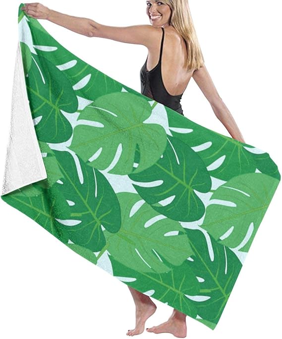 NFtrend Green Palm Leaves Large Cotton Bath Towels 32 X 52
