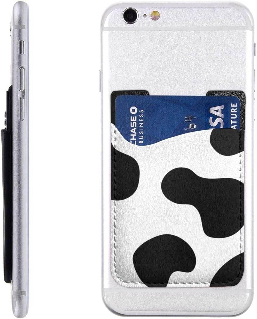Cow Animal Skin Print Phone Card Holder Mobile Cell Phone Cases Pouch Sleeve Pocket Unique Stick On Wallet for Business Credit Card & Id 2.4X3.5inch