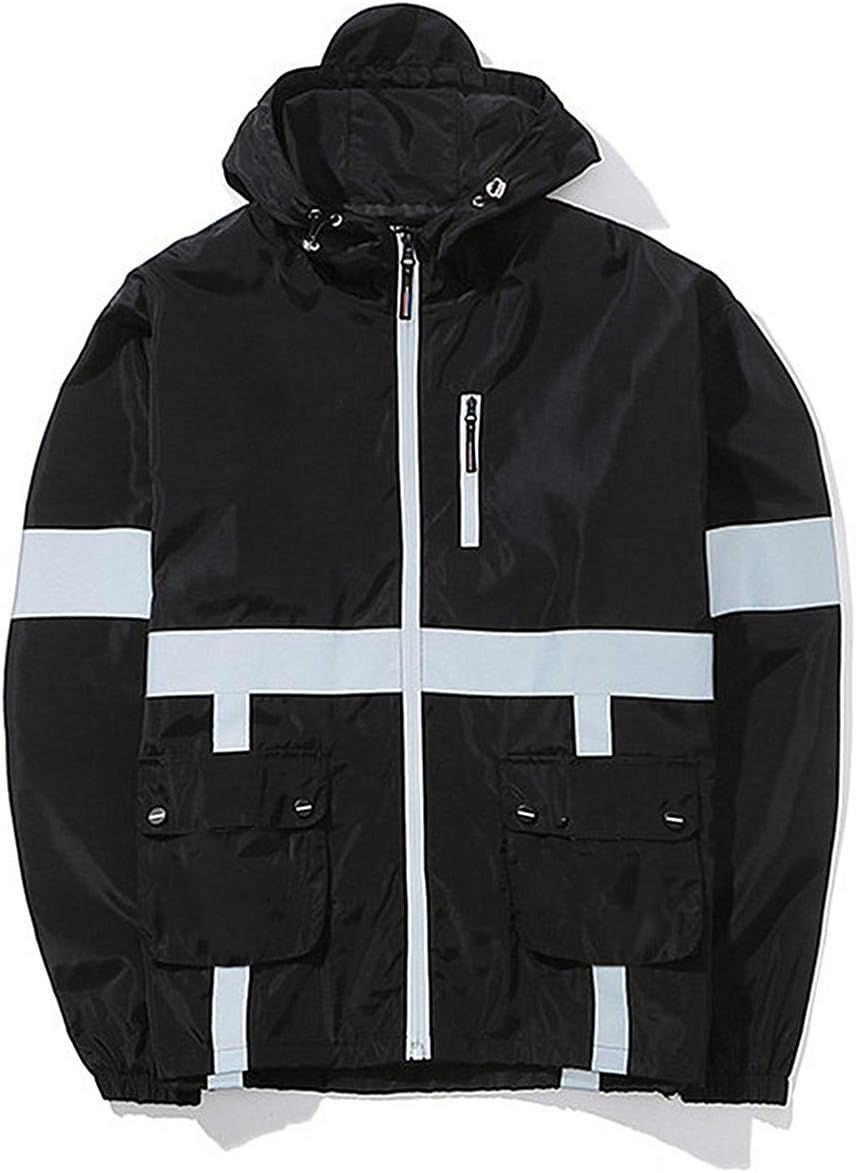 PERDONTOO Men's Casual Drawstring Hooded Windbreaker Jacket