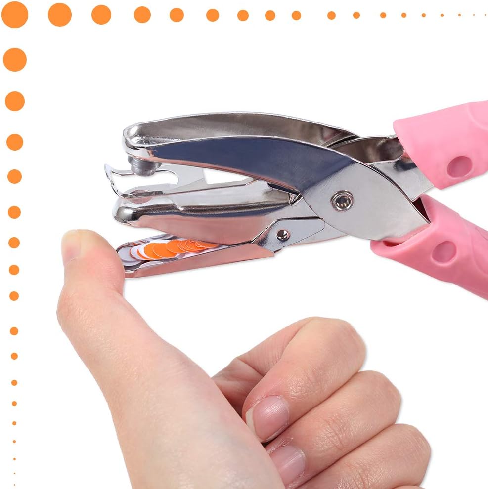 SPEEDWOX Paper Puncher Heart Star Circle Shape with Soft Pink Grip Single Handheld DIY Craft Paper Hole Punch Tool 6 Inches (6mm Circle) - Image 4