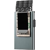 VULKIT Minimalist Wallet with Money Clip RFID Protection Pop Up Card Holder Slim Wallet Credit Card Holder Metal Wallet, Space Grey