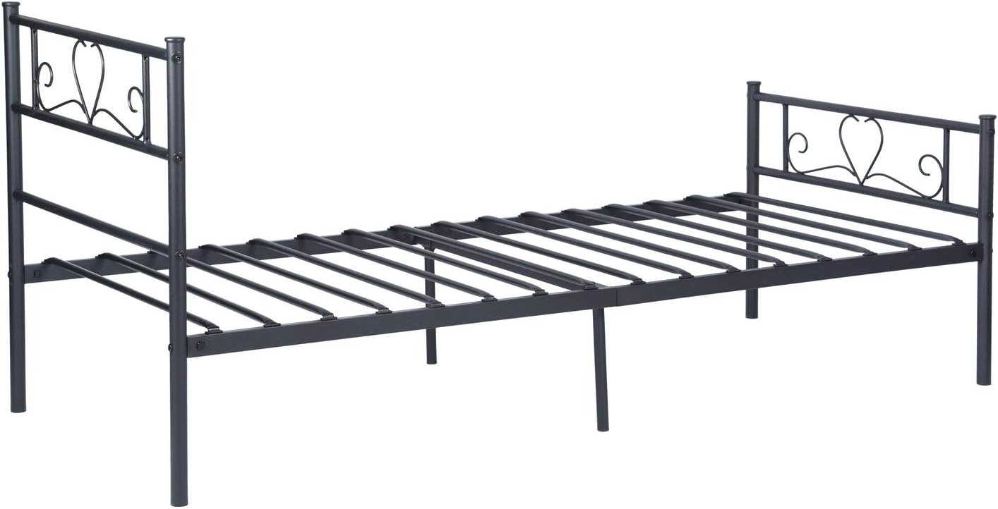 90 X 190cm Lit Fer Forge Avec Sommier A Lattes Pour Enfant Adult Noir Cadre De Lit 1 Place Liepu Lit Simple En Metal Cadres De Lit Chambre A Coucher
