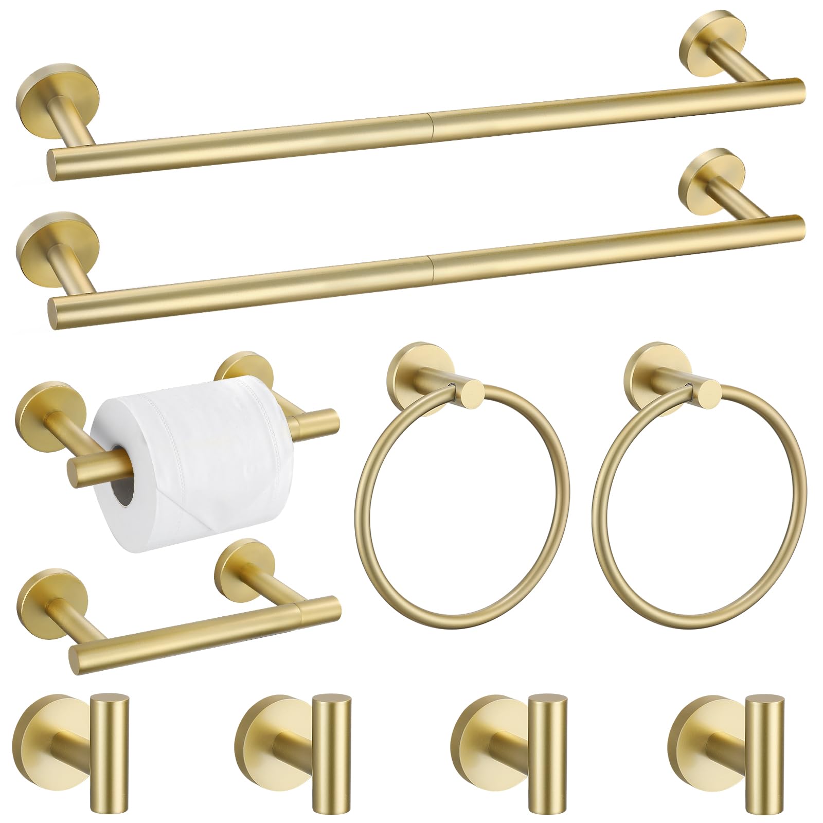 Photo 1 of 10 Pieces Brushed Gold Bathroom Hardware Towel Bar Set for Bathroom Wall, 23.6Inch Bathroom Accessories Set Upgraded Bathroom Towel Holder, Stainless Steel Towel Racks Bathroom Wall Mounted