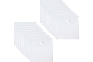 YESSART 6'' x 6'' Clear Small Plastic Envelopes Document File Storage Holder 20 Pack Hook Loop Closure