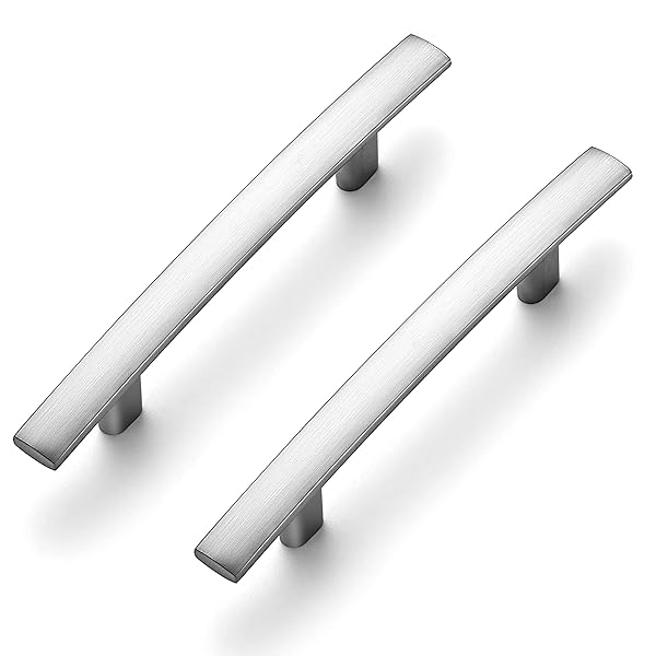 RAVINTE 5-3/16 INCH CURVED CABINET PULLS BRUSHED NICKEL...
