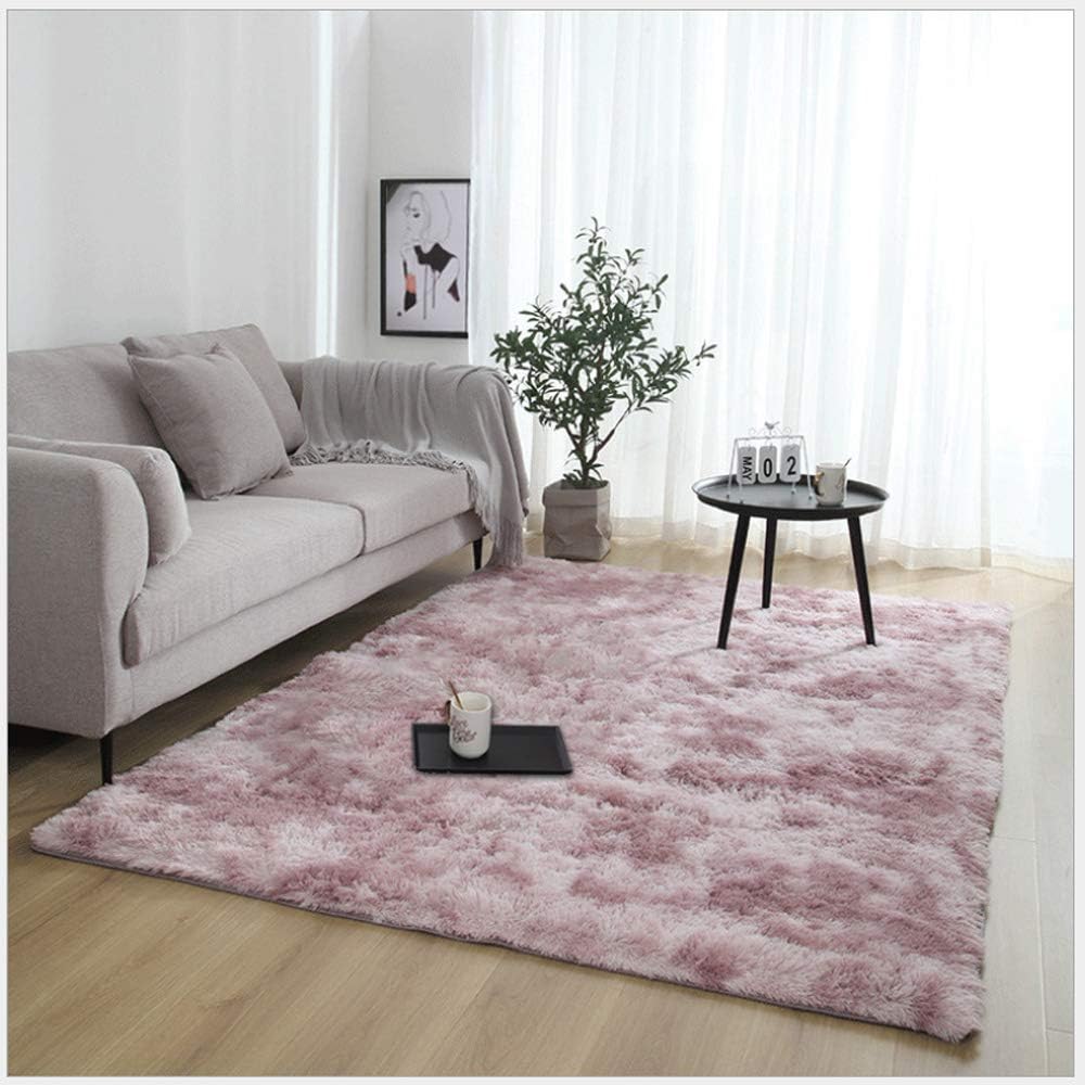 RUNYA Rug Living Room Large Soft Faux Fur Sheepskin Area Rug Modern Shaggy Carpet (Pink, 2.6ft x 5.2ft)