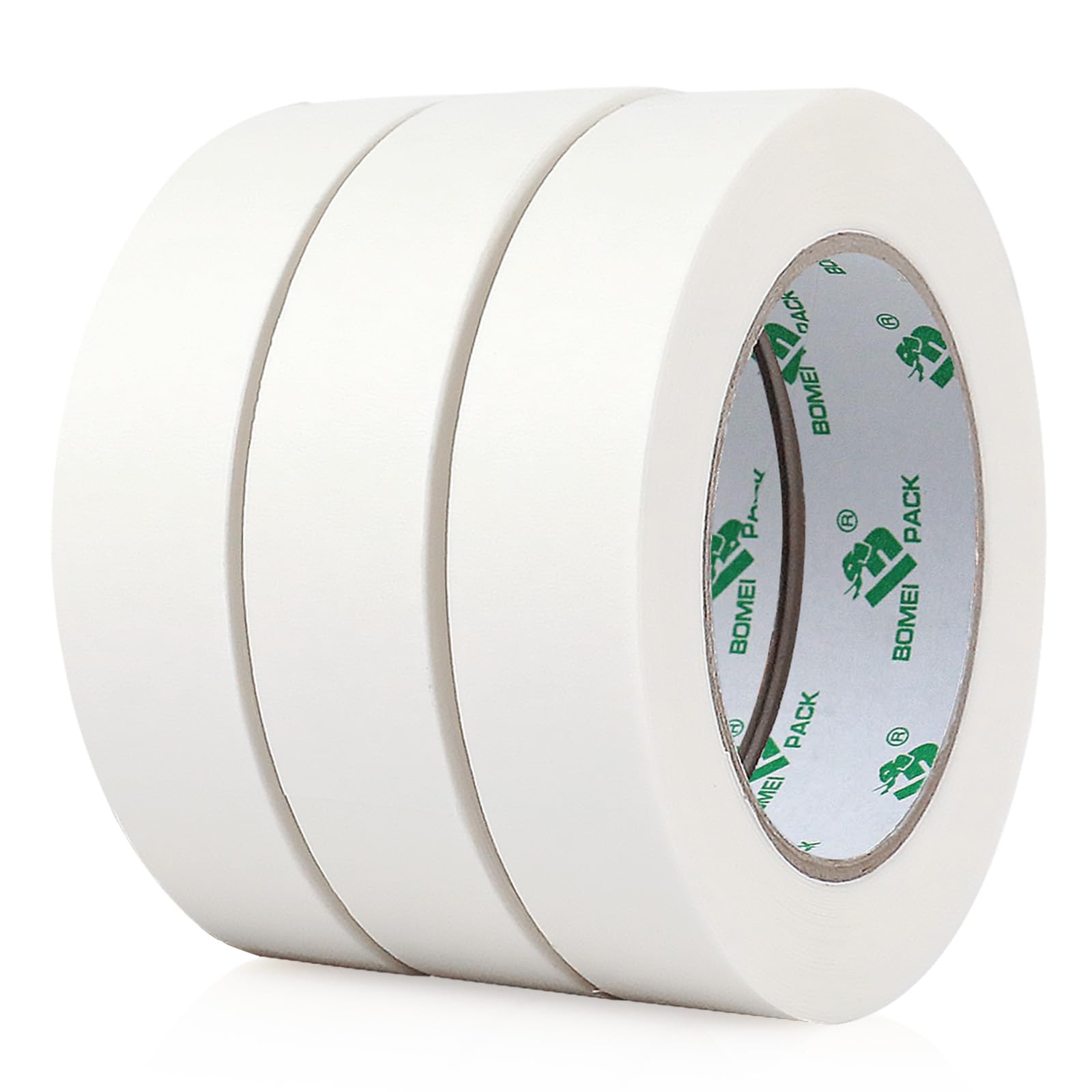 BOMEI PACK 3 Rolls White Masking Tape 24mm x 50m Artist Painters Tape,DIY Crafts Decoration Masking Paper Tape for Painting Frame Lines Layout Shaping