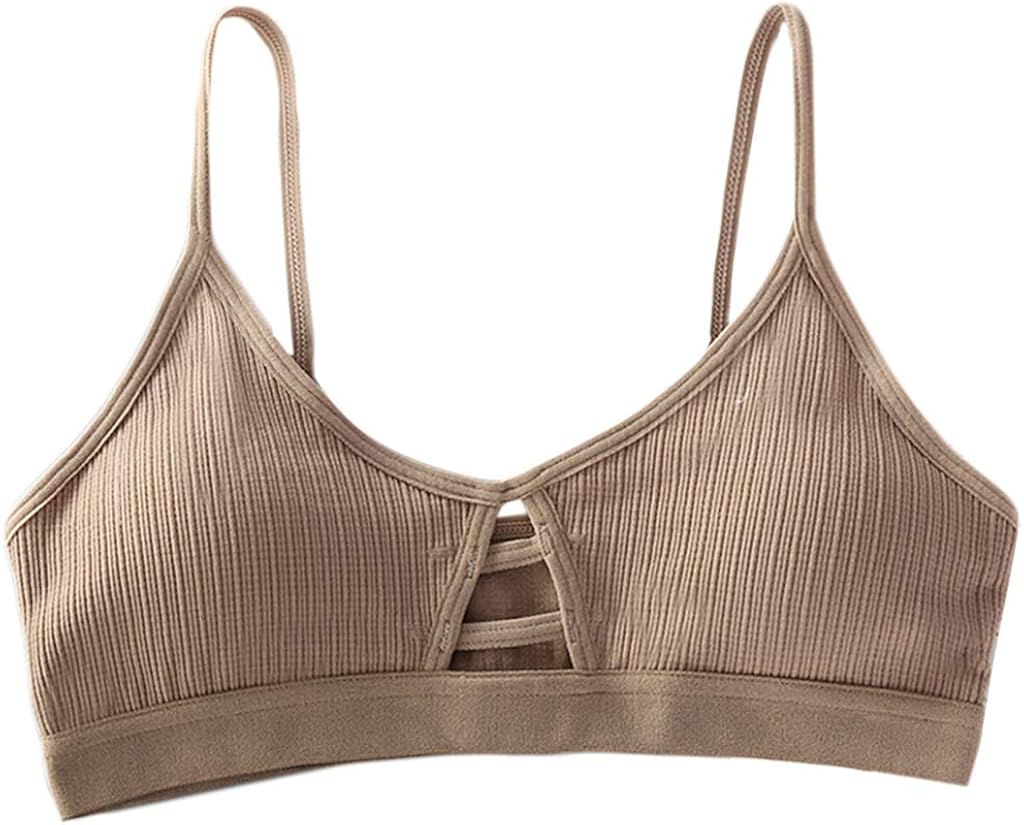 Womens Sexy V Neck Thread Ribbed Bralette Solid Color Hollow Strappy Underwear Training Bra Wire Free Padded Sport Yoga Crop Top By Kuangkk Kuangkk Amazon Co Uk Clothing