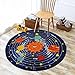HUAHOO Kids Round Rug Solar System Learning Area Rug Children's Fun Area Rug - Non Slip Bottom (NASA Stars, 39