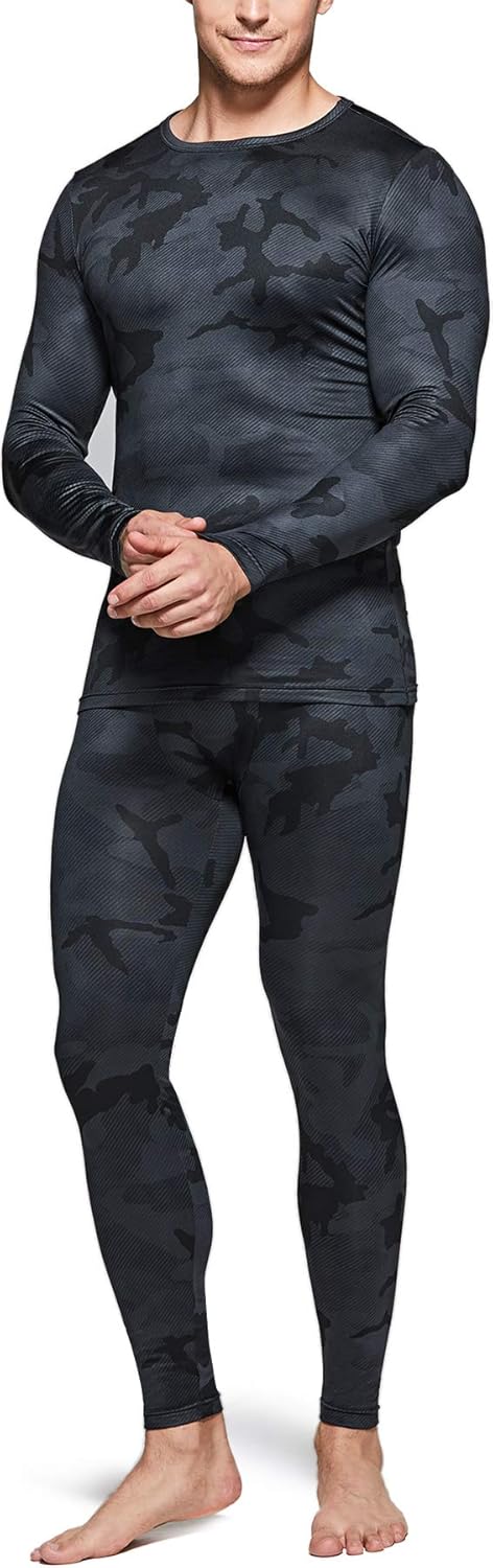 TSLA Men's Thermal Underwear Set, Microfiber Soft Fleece Lined Long Johns, Winter Warm Base Layer Top & Bottom: Clothing