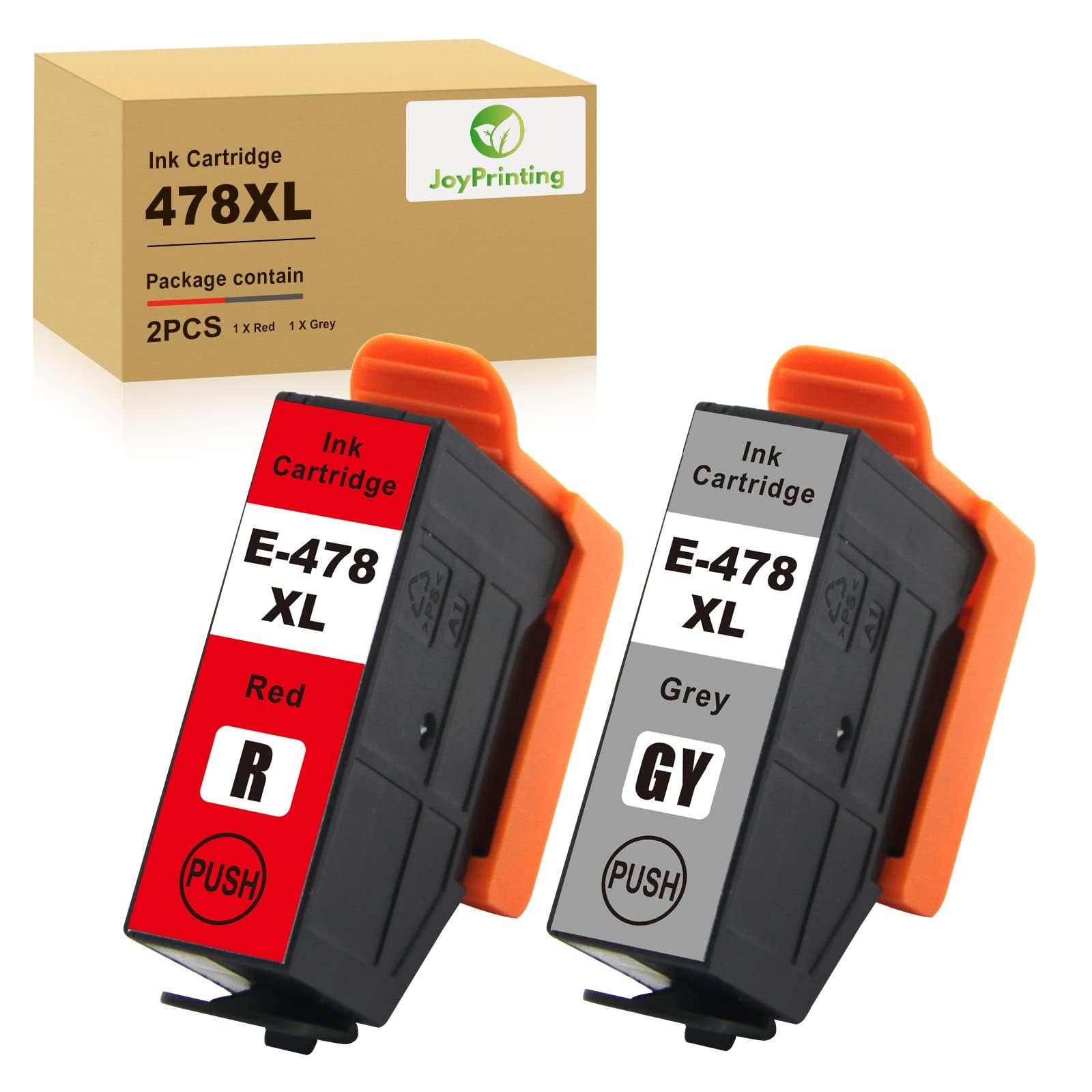 JoyPrinting 478XL C13T04F54010/ C13T04F64010C ompatible 478 478XL Ink Cartridges Replacement for Expression Photo XP-15000 Printer (1Red, 1Grey 2-Pack)