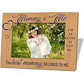 XQLSR Mommy & Me Picture Frames, 4x6 Inches, Rustic Wooden Frames with Easel Back, Perfect for Wall & Tabletop Display, Gift for Mom, Mother's Day, Wedding