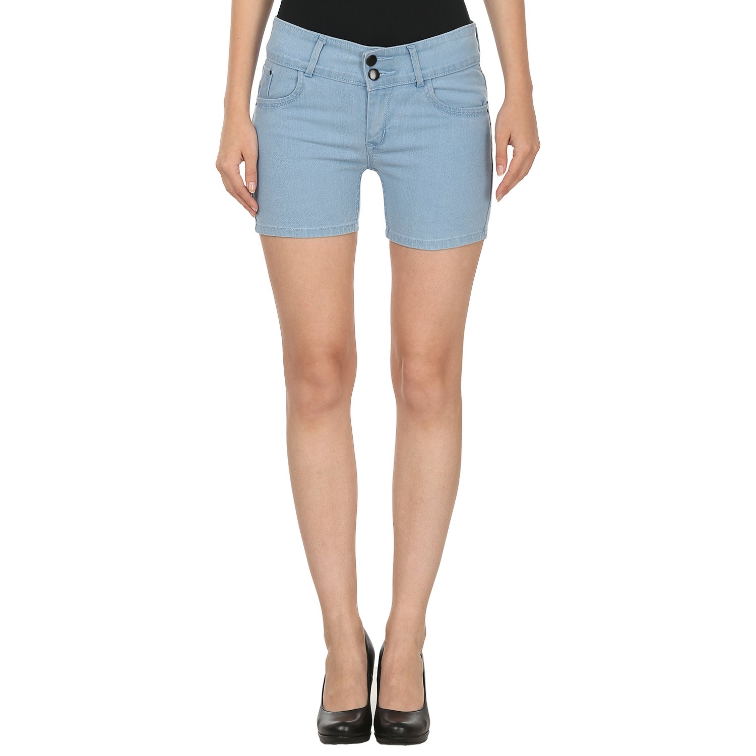 miss wow basic denim short for women (iceblu1084_iceblue)