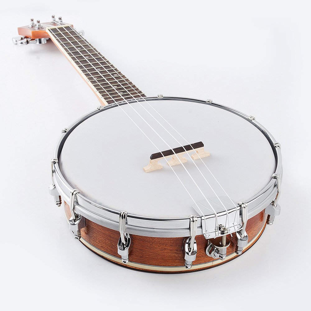 Vangoa Banjo Ukulele 4 String 23 Inch Concert Banjo Sapele Wood
