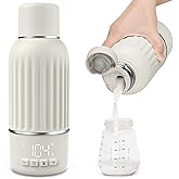 Portable Bottle Warmer for Travel, 2.5 Min Fast Heating for Breast Milk and Formula, Portable Milk Warmer with 10400mAh Long Battery, 17oz Large Capacity, Fast Charging Baby Bottle Warmer