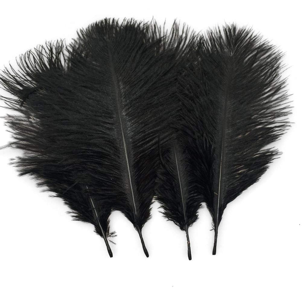 Sowder 20pcs Natural 10-12inch(25-30cm) Ostrich Feathers Plume for Wedding Centerpieces Home Decoration(Black)