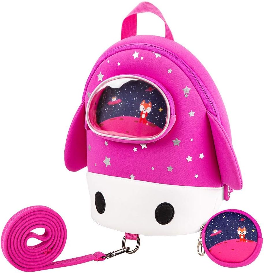 JiePaiToddler Rocket Backpack Leash Preschool Waterproof 3D Cartoon Kids Backpack