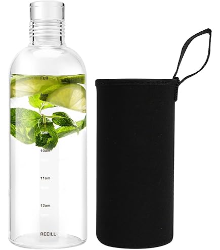 Amazon.com: sunkey Glass Water Bottle 32 oz High Borosilicate with Neoprene  Sleeve Leak Proof Lid Reusable Eco Friendly Bpa Free : Sports & Outdoors