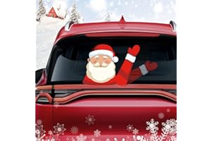 Dreothy Christmas Decor Rear Wiper Decal Santa Claus Waving Arm Wiper Stickers Waterproof Vinyl Car Stickers and Decals Rear Windshield Wiper Decal Tags Xmas Car Window Decals (Yellow Beard Santa Claus)