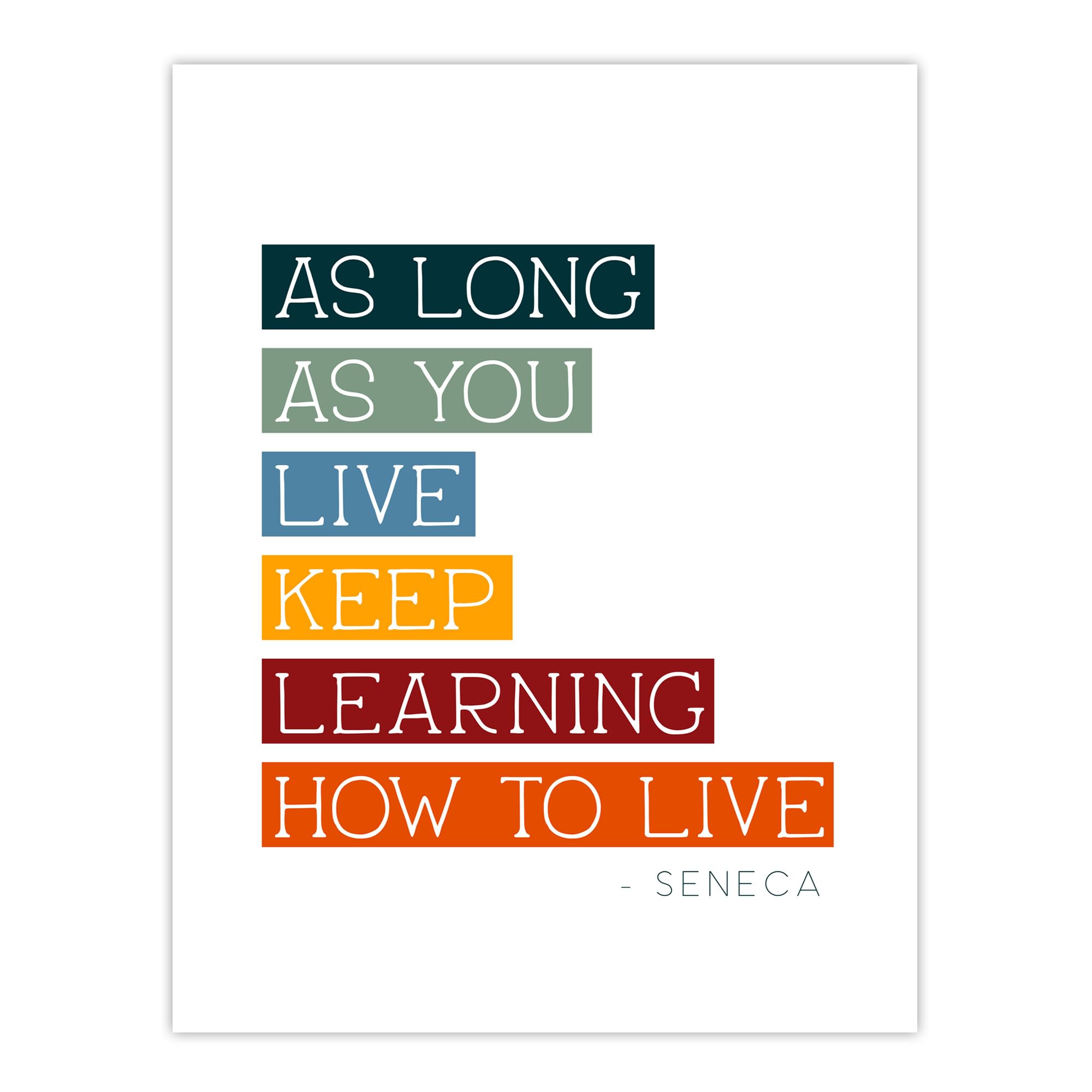 Wee Blue Coo Seneca Quote Keep Learning How to Live Philosophy Large Wall Art Poster Print Thick Paper 18X24 Inch