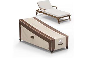 HAMLER Lounge Chair Cover, Heavy Duty Chaise Lounge Covers Outdoor Waterproof, Outdoor Furniture Covers for Patio Furniture Fits up to 80L x 34W x 32 H Inch, Brown & Beige