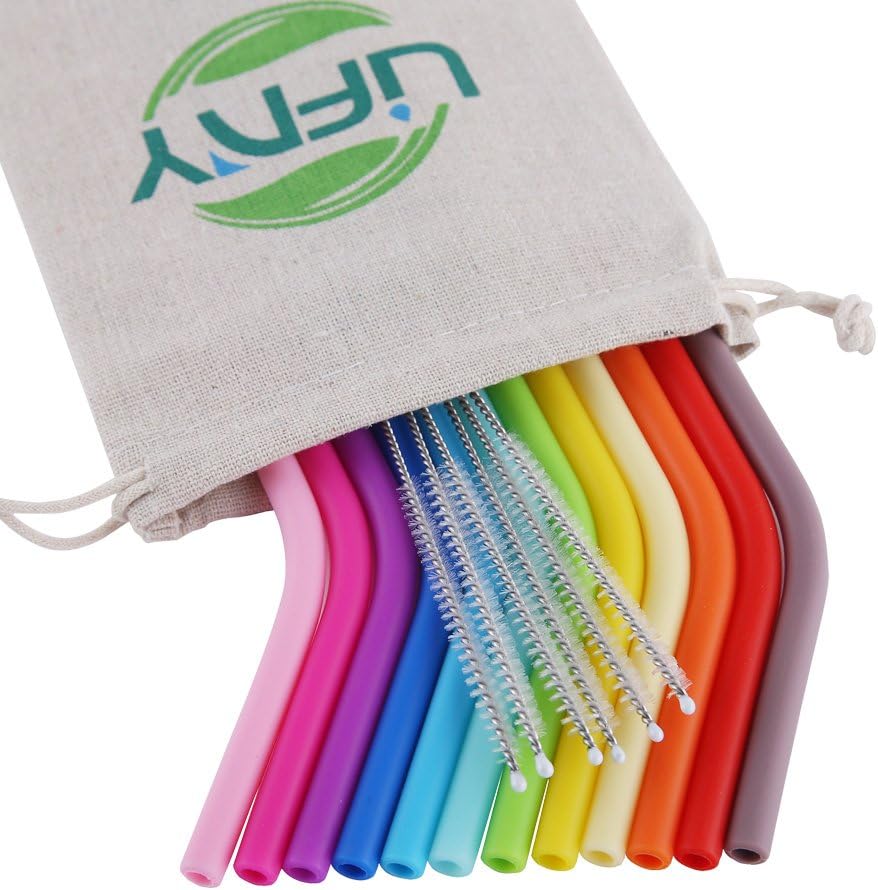 12Pcs Silicone Straws Reusable Straws Regular Size Straws for 30&20 OZ