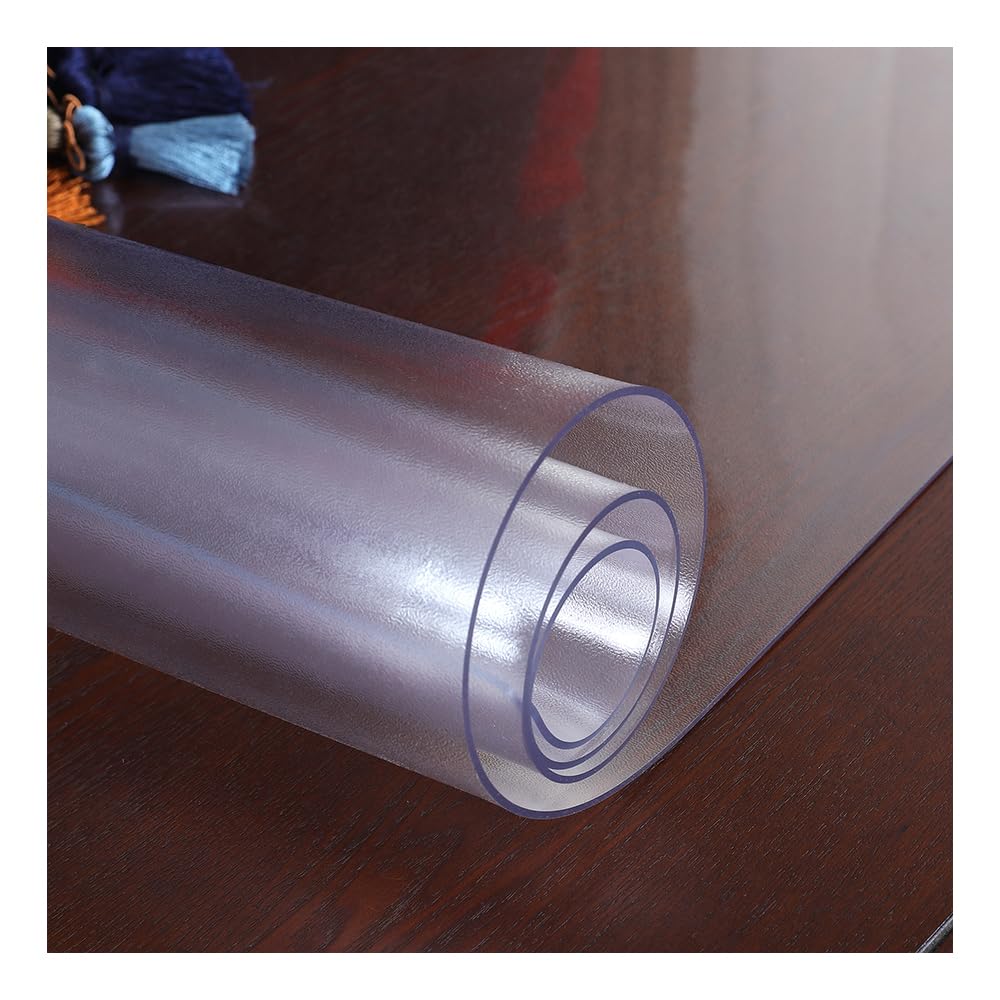LAVOUP Table Protecter 1.5mm Frosted PVC Wipeable Table Cover Cloth Waterproof for Home Kitchen 35.4 X 70.9 Inch (Transparent-Frosted, 90 x 180 cm)