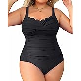 Aqua Eve Womens Plus Size One Piece Swimsuit- Tummy Control Bathing Suit Full Coverage Swimwear