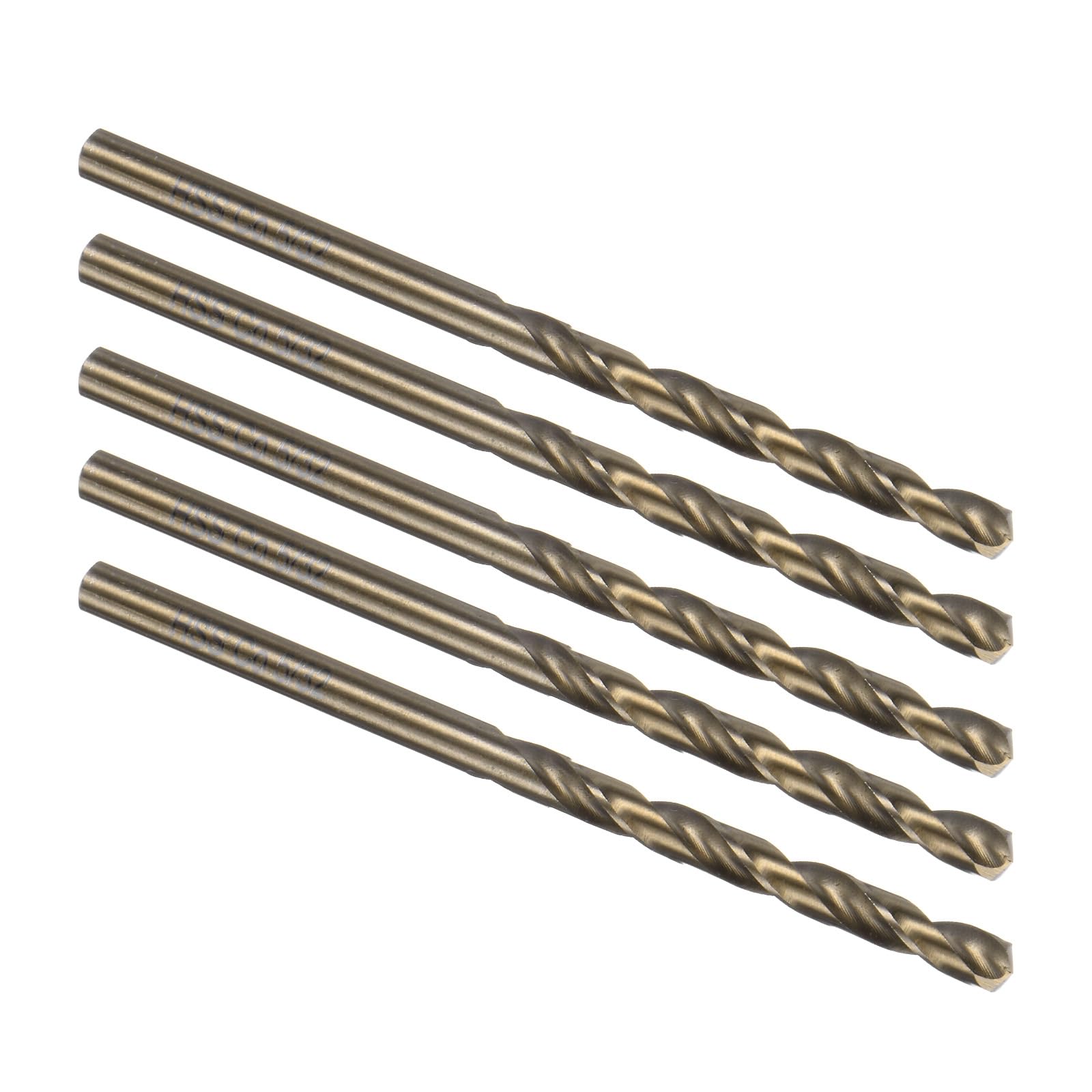 Kozelo 5PCS Twist Drill Bit - [5/32"] M35 High-Speed Steel Cobalt Round Shank Jobber Bit Set Dark Gold for Metal Wood Plastic Steel Use, 40mm/1.57" Blade Length — image 1