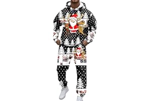 Christmas Men's Tracksuits 2 Piece Set Ugly Santa Sweatsuits Hoodie Jogging Pants Funny Print Track Suit Xmas Outfits