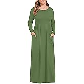 KARALIN Women's Plus Size Maxi Dresses for Curvy Women Long Sleeve Casual Dress