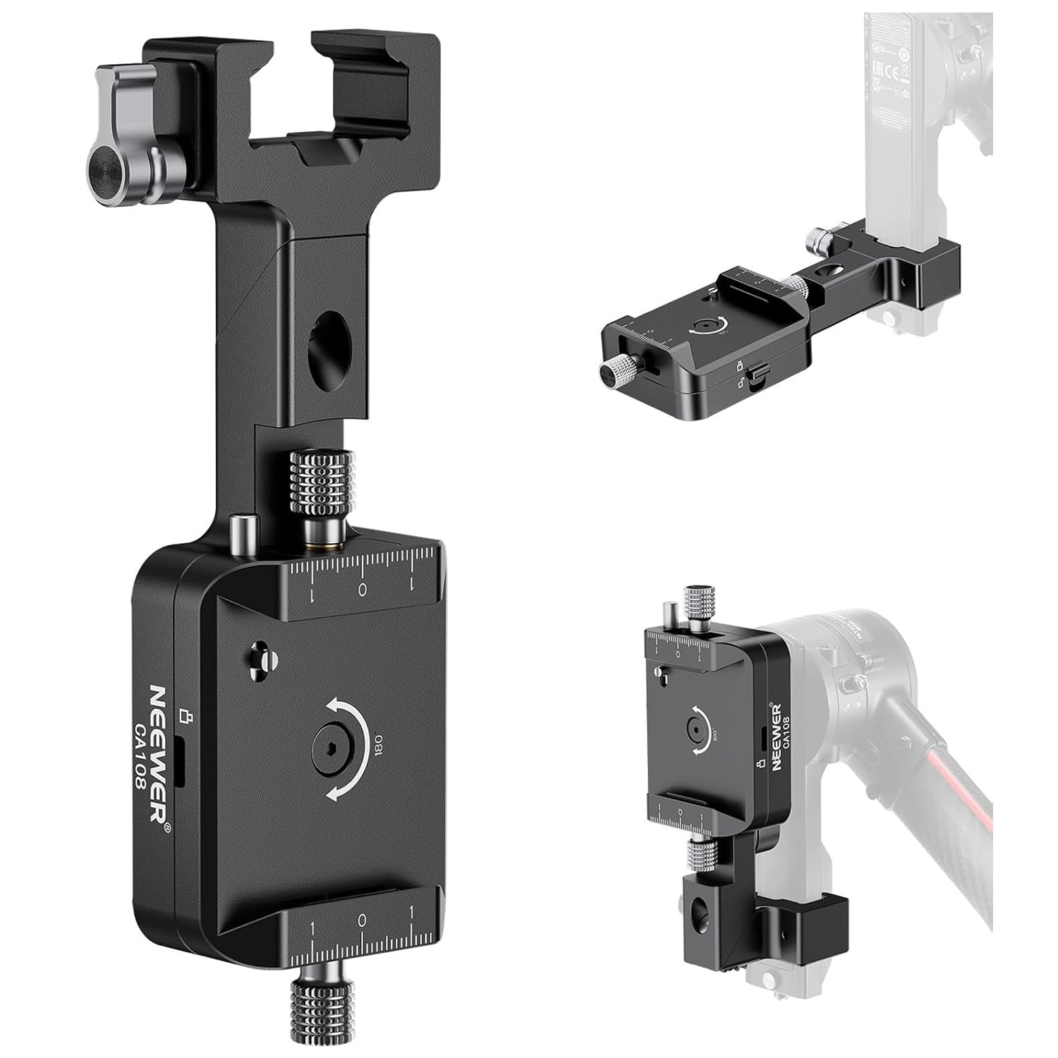 NEEWER RS4 RS3 Support Vertical Camera Compatible with dji Ronin RS 4 3 2 Pro Gimbal Stabilizer, 1s Quick Switch Vertical to Horizontal Swivel 180° Base for Youtube TikTok Vlog Video,CA108