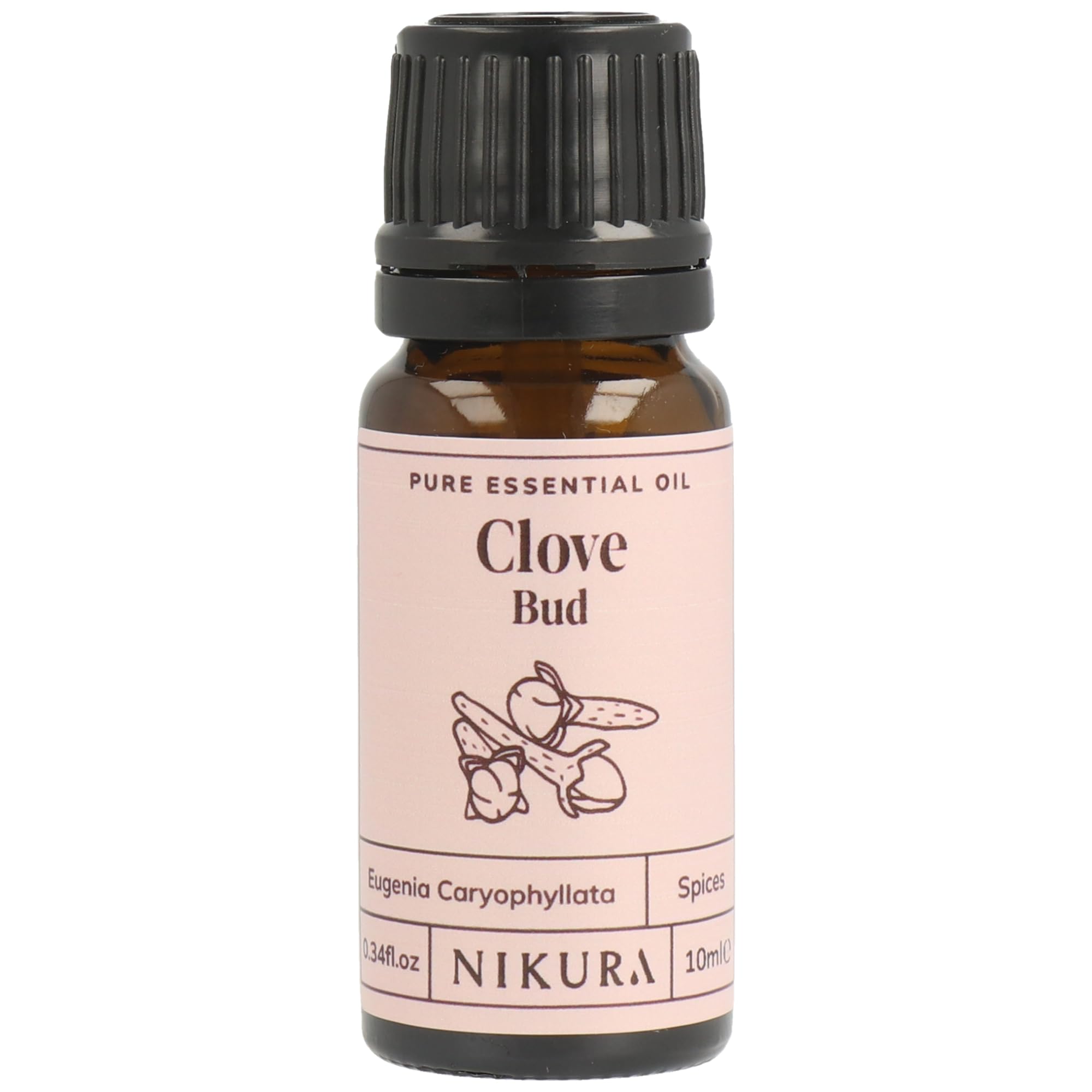 Nikura Clove Essential Oil - 10ml | 100% Pure Natural Clove Bud Oil | Perfect for Aromatherapy, Diffuser for Home | Great for Self Care, Cleaning | Vegan & UK Made
