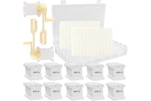 Embroidery Floss Organizer Box Set, 200 White Plastic Flossand 2 Floss Winder 1 Removable 36 Plastic Storage Box and 256 Dots