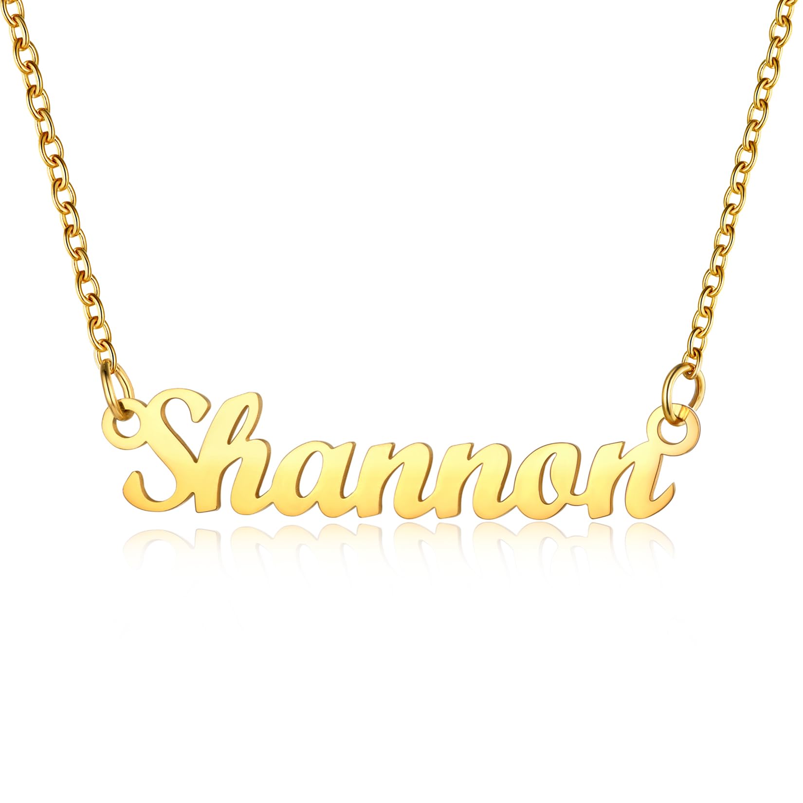 U7 Shannon Engraved Necklace Personalised Jewellery For Women Name Necklaces — image 1