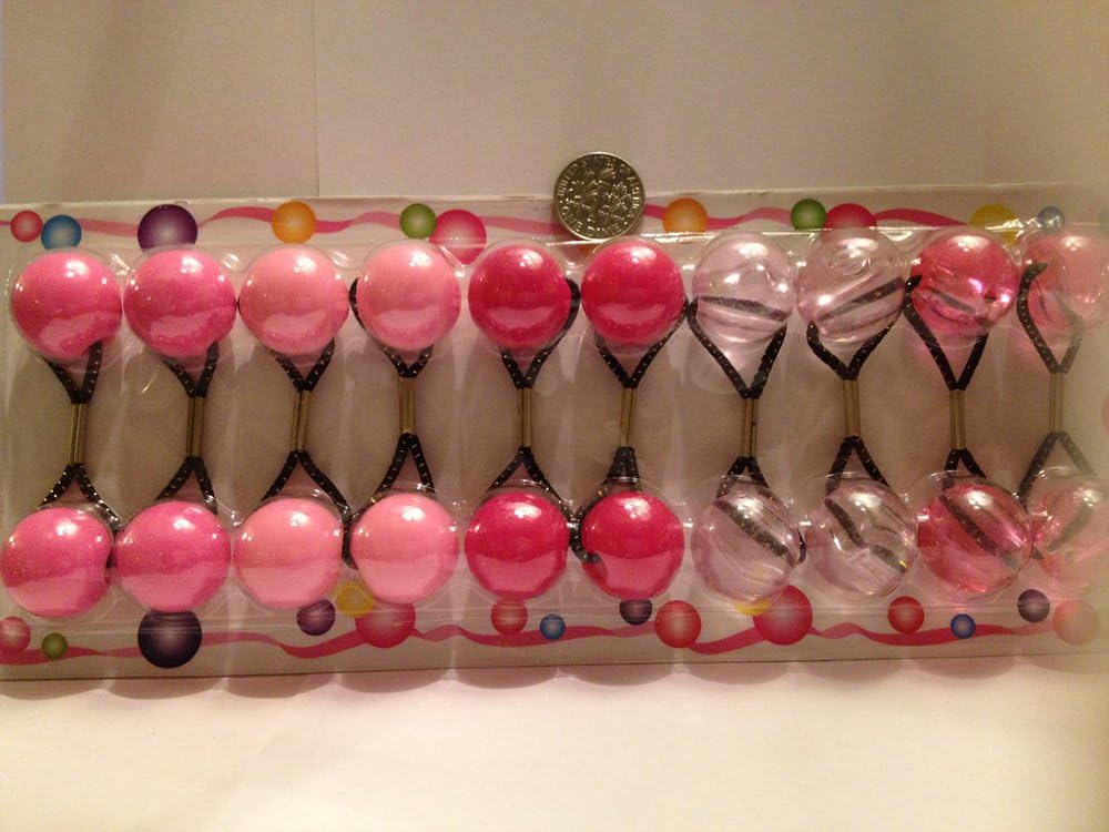 Clear Pink Hot Pink Round Kid Plastic Cheerleader Jumbo Beads Brair Hair Tie Girl Ball Ponytail Holder Scrunchie